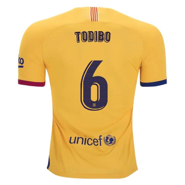 Camiseta Barcelona NO.6 Todibo Replica Segunda Ropa 2019/20 Amarillo